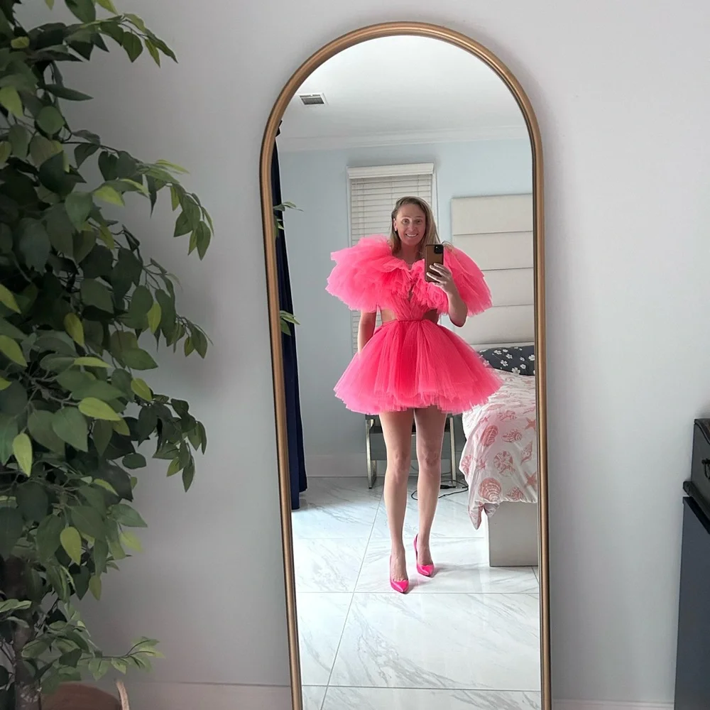 Mew Mews Hot Pink Mini Tulle Party Dress - Picture 1 of 6
